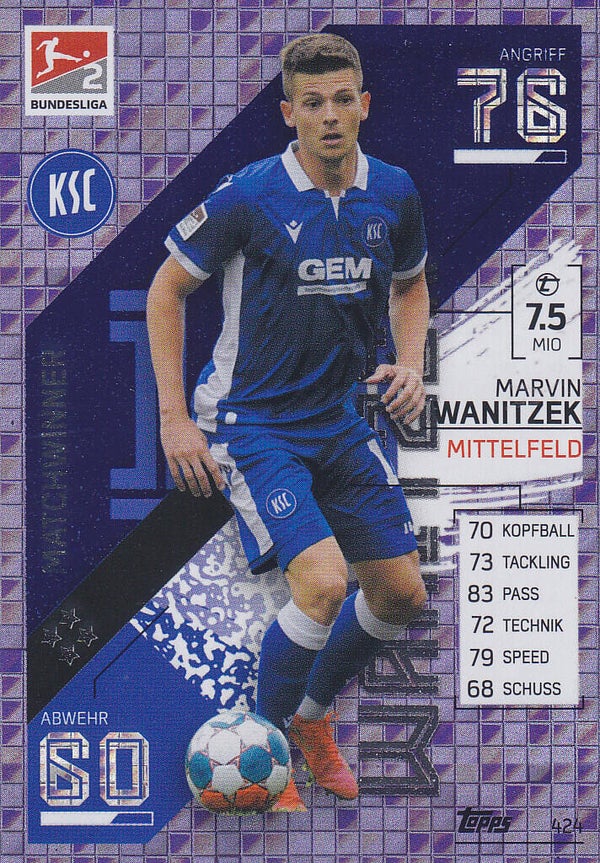 Marvin Wanitzek / Karlsruher SC / Topps Match Attax 2021 / Matchwinner / Nr. 424