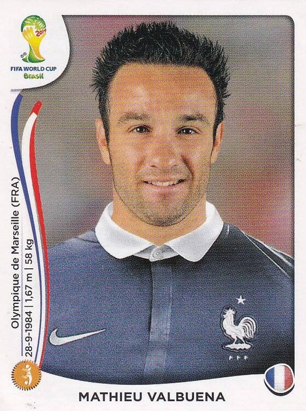 Mathieu Valbuena / Frankreich / Panini WM 2014 / Basis Bild / Nr. 387