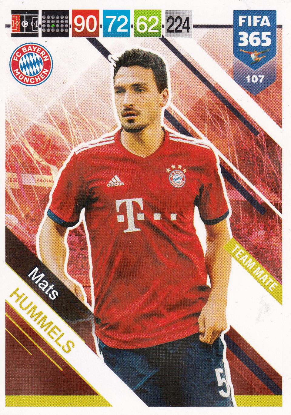 Mats Hummels - FC Bayern München - Panini Fifa 365 Jahr 2019 - Basis Karte - Nr. 107