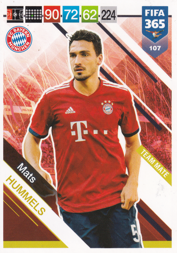 Mats Hummels - FC Bayern München - Panini Fifa 365 Jahr 2019 - Basis Karte - Nr. 107