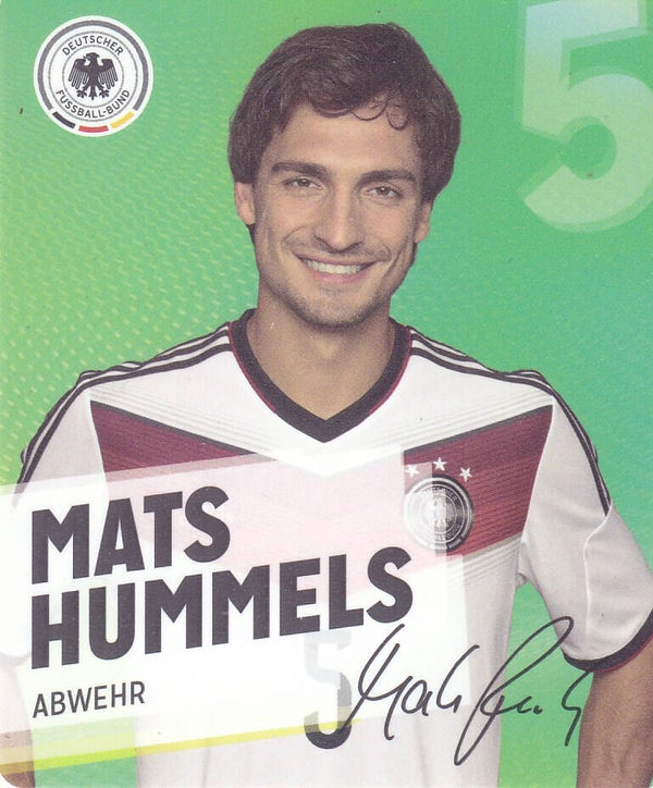 Mats Hummels / Deutschland / Rewe Plastik Sammelkarte WM 2014 / Nr. 5/34