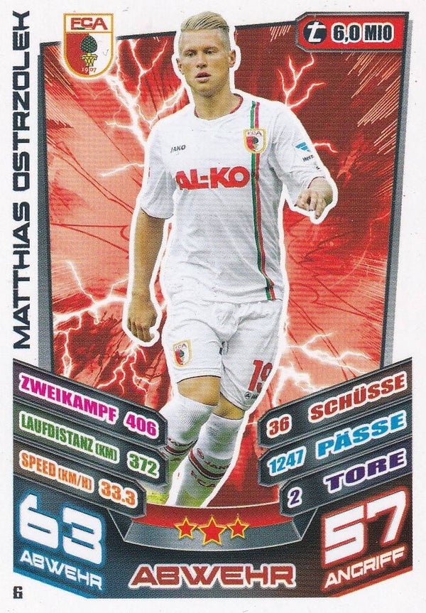 Matthias Ostrzolek / FC Augsburg / Topps Match Attax 2013 / Basis Karte / Nr. 6
