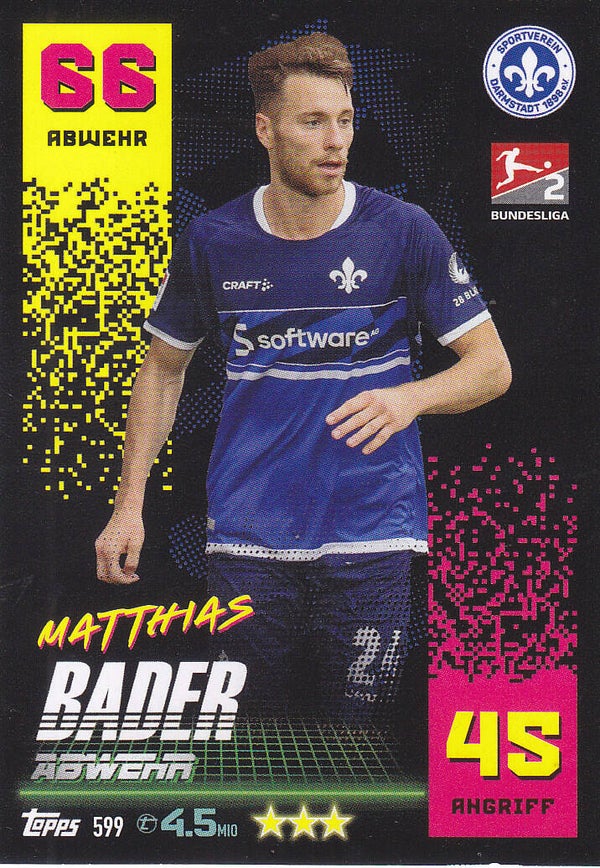 Matthias Bader Darmstadt 98 Basis Karte Nr.599