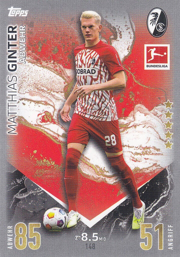 Matthias Ginter / SC Freiburg / Topps Match Attax 2023 / Basis Karte / Nr.148