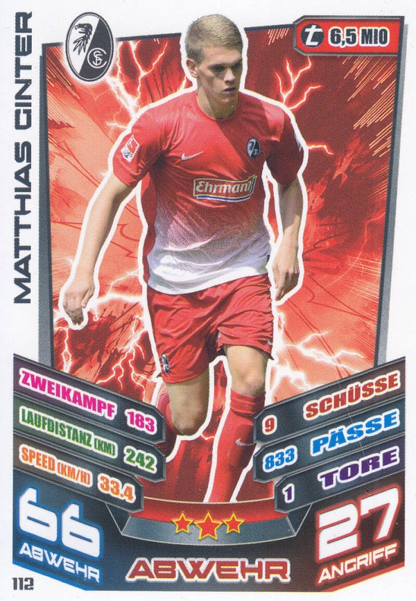 Matthias Ginter - SC Freiburg - Topps Match Attax 2013 - Basis Karte - Nr. 112
