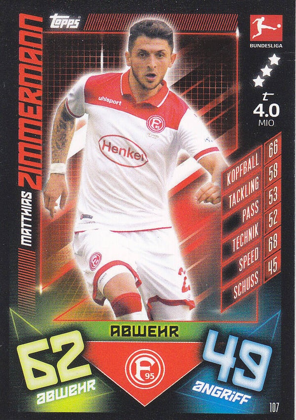 Matthias Zimmermann Fortuna Düsseldorf Basis Karte