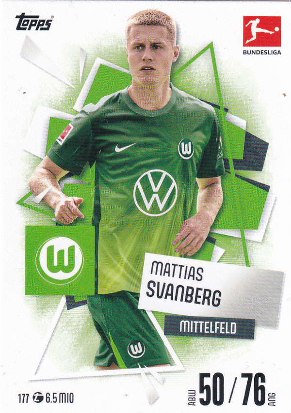 Mattias Svanberg - VFL Wolfsburg - Topps Match Attax 2025 - Basis Karte - Nr. 177