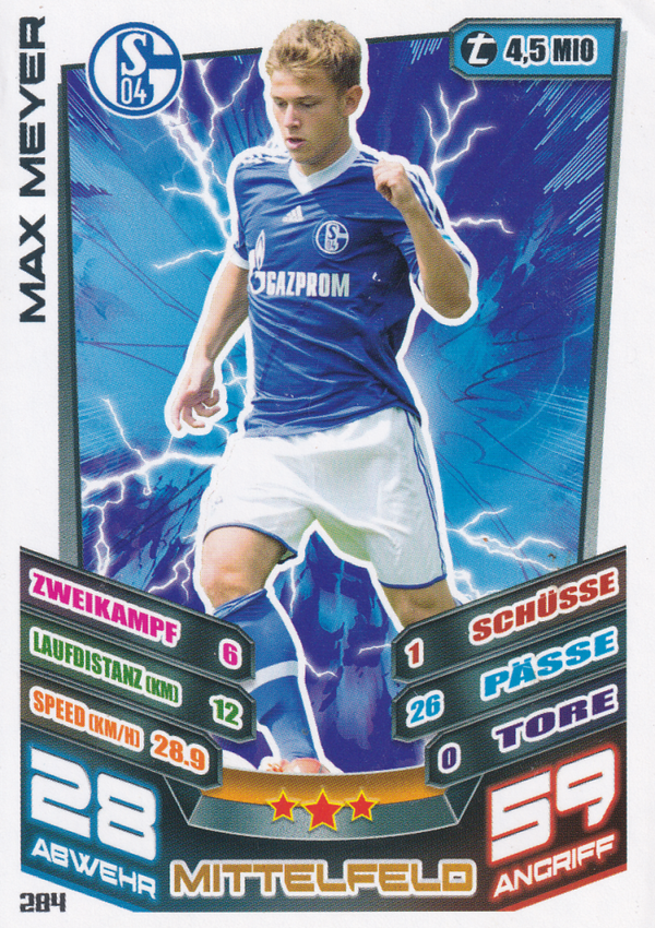 Max Meyer - FC Schalke 04 - Topps Match Attax 2013 - Basis Karte - Nr. 284