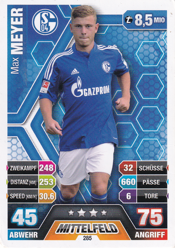 Max Meyer - FC Schalke 04 - Topps Match Attax 2014 - Basis Karte - Nr. 285