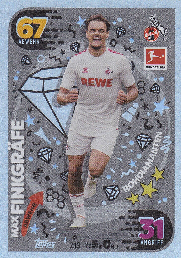 Max Finkgräfe / 1.FC Köln / Topps Match Attax 2023 / Rohdiamanten Karte / Nr.213