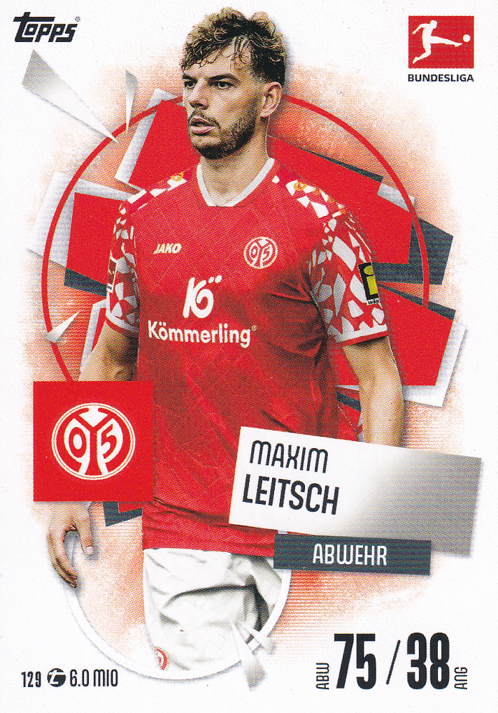 Maxim Leitsch - 1.FSV Mainz 05 - Topps Match Attax 2025 - Basis Karte - Nr. 129
