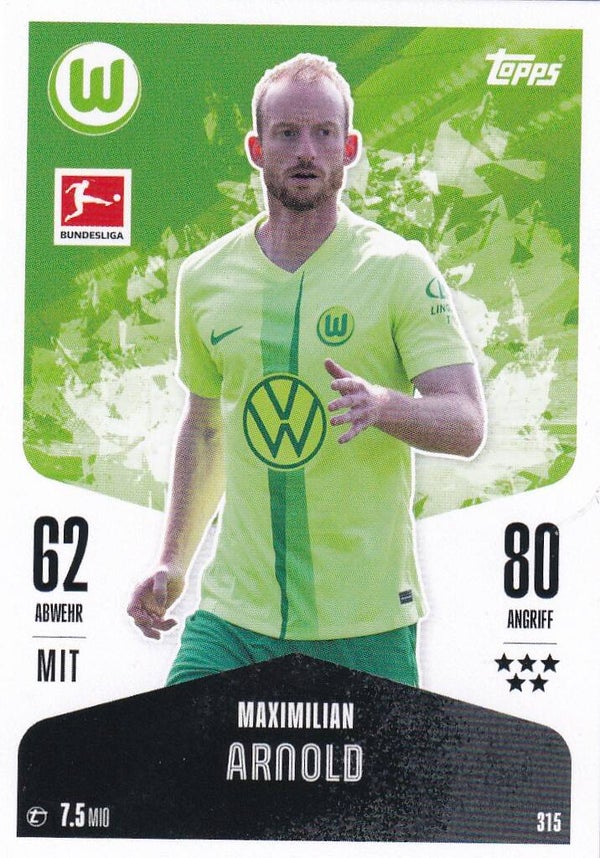 Maximilian Arnold / VFL Wolfsburg / Topps Match Attax 2024 / Basis Karte / Nr. 315