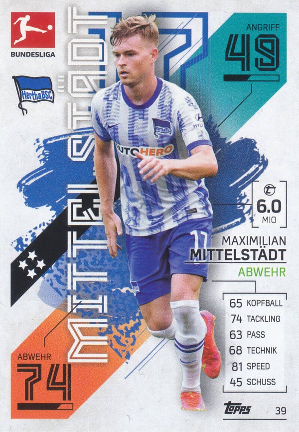 Maximilian Mittelstädt / Hertha BSC Berlin / Topps Match Attax 2021 / Basis Karte / Nr.39