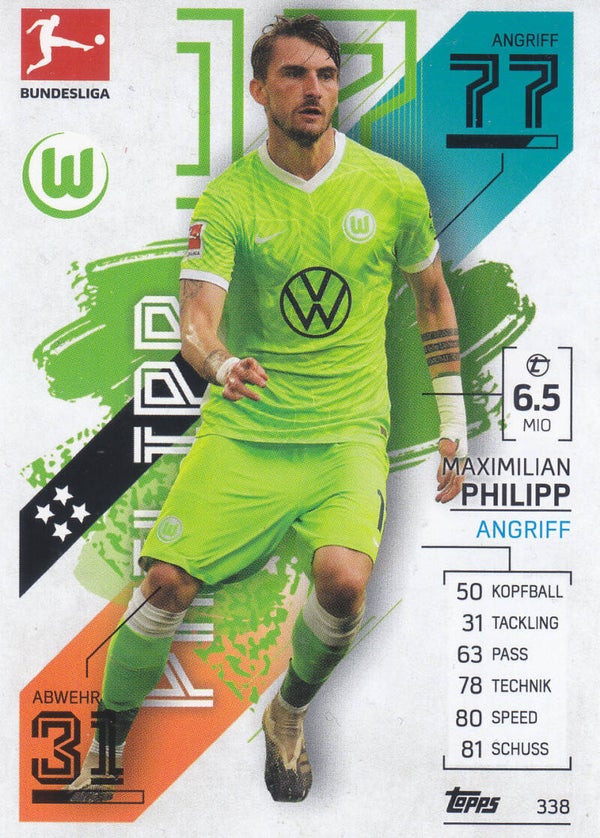 Maximilian Philipp / VFL Wolfsburg / Topps Match Attax 2021 / Basis Karte / Nr.338