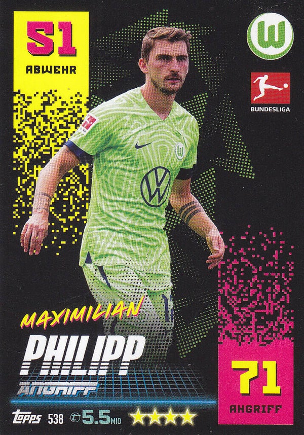 Maximilian Philipp / VFL Wolfsburg / Topps Match Attax 2022 / Basis Karte / Nr.538