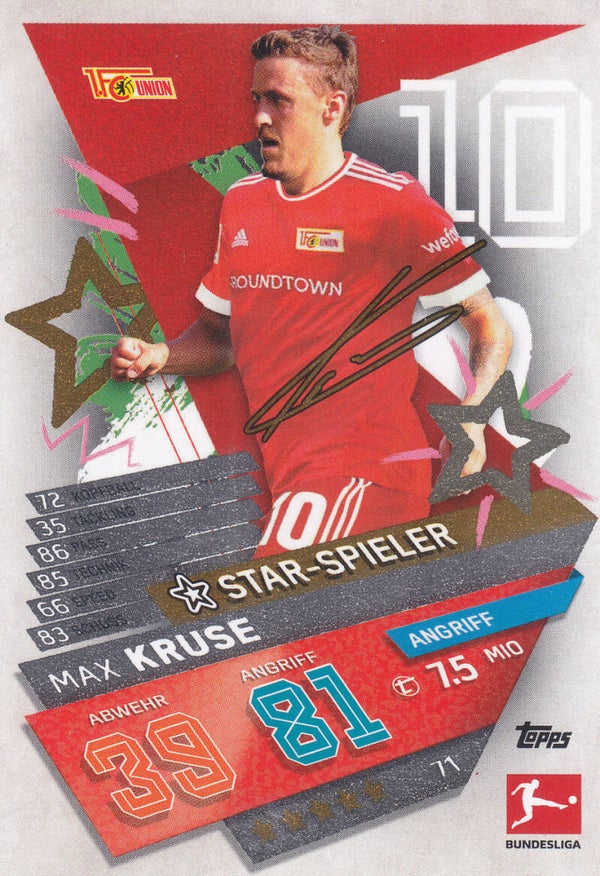 Max Kruse / 1.FC Union Berlin / Topps Match Attax 2021 / Star-Spieler / Nr.71