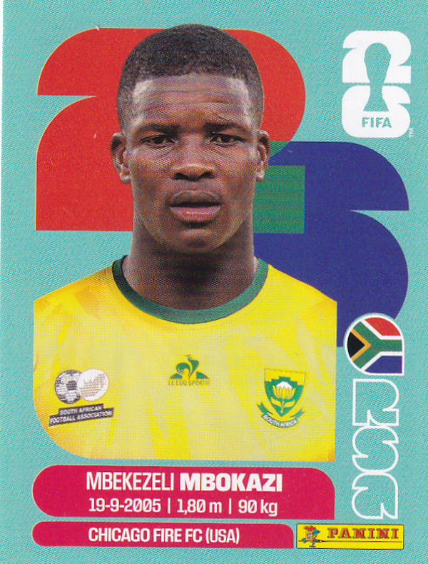 Mbekezeli Mbokazi - Südafrika - Panini WM 2026 - Basis Bild - RSA6