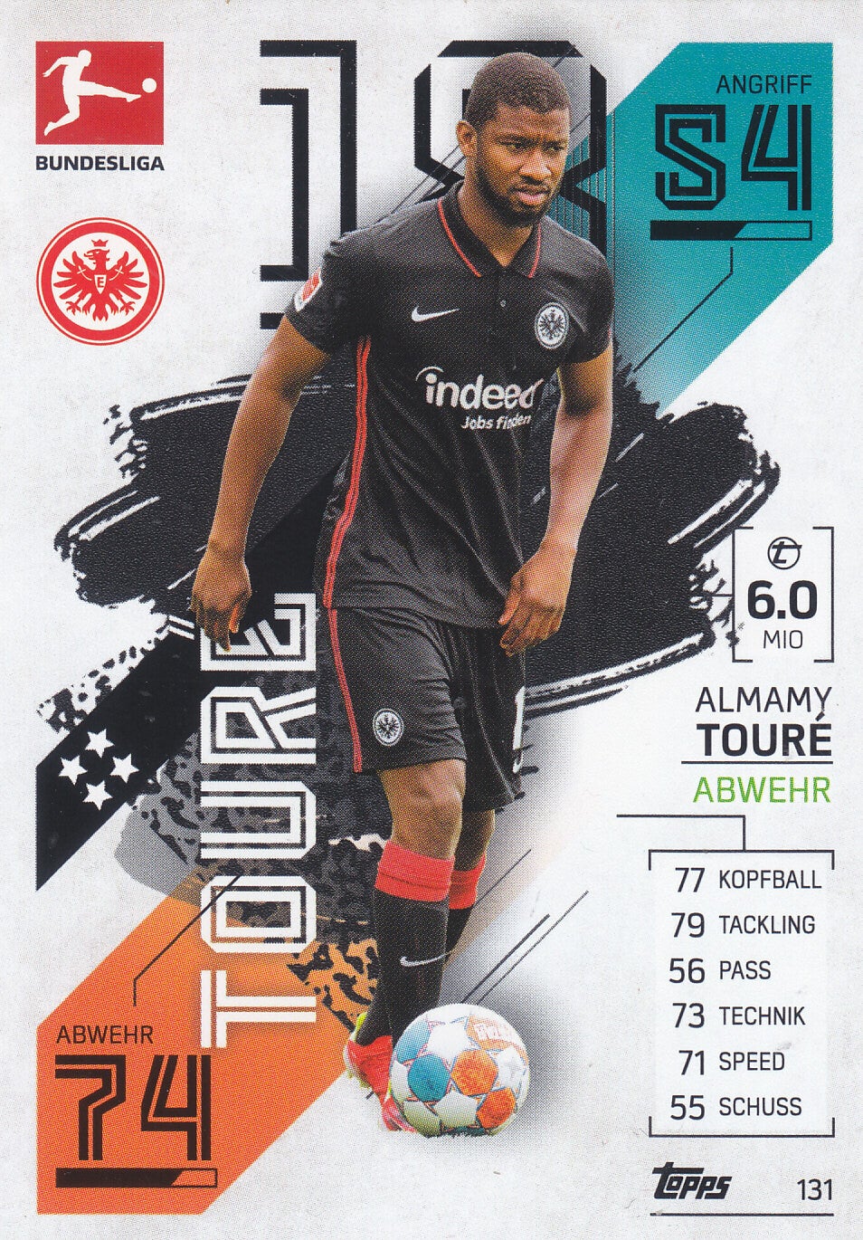 Almamy Toure / Eintracht Frankfurt / Topps Match Attax 2021 / Basis Karte / Nr.131
