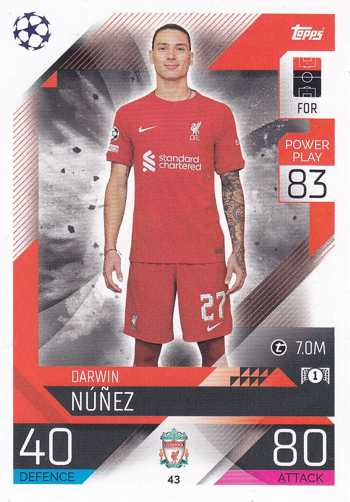 Darwin Nunez - FC Liverpool - Topps Champions League 2022 - Basis Karte - Nr. 43
