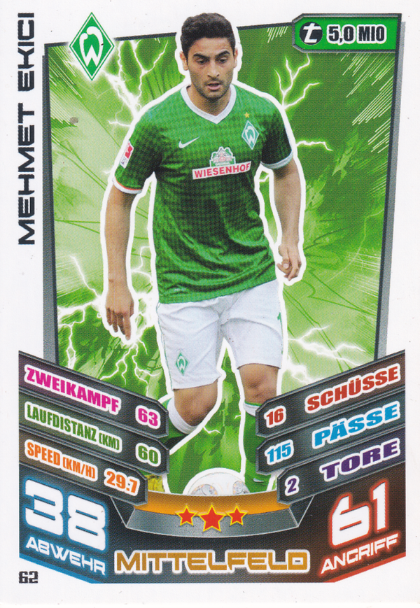 Mehmet Ekici - SV Werder Bremen - Topps Match Attax 2013 - Basis Karte - Nr. 62