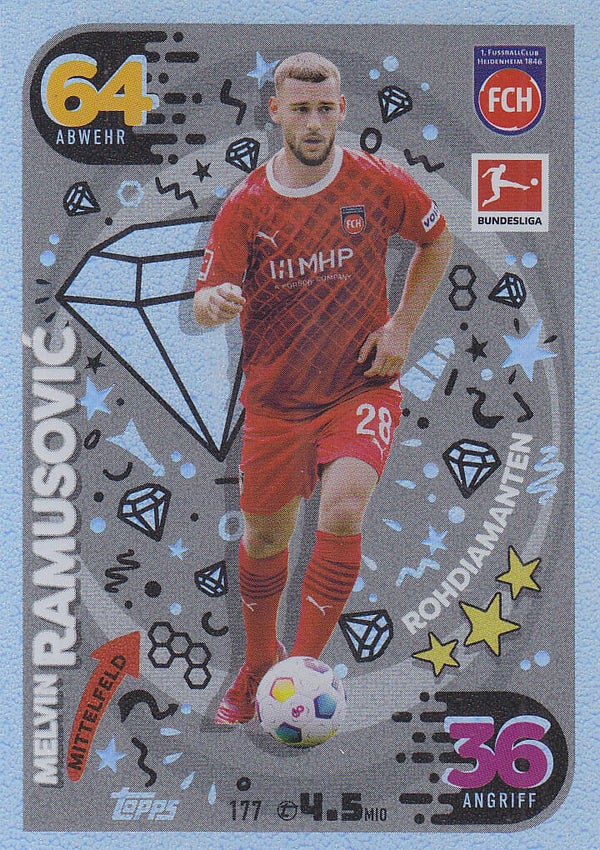 Melvin Ramusovic / FC Heidenheim / Topps Match Attax 2023 / Rohdiamanten / Nr.177