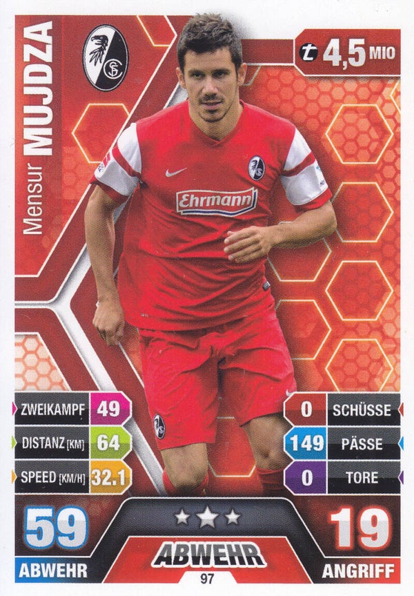 Mensur Mujdza / SC Freiburg / Topps Match Attax 2014 / Basis Karte / Nr. 97