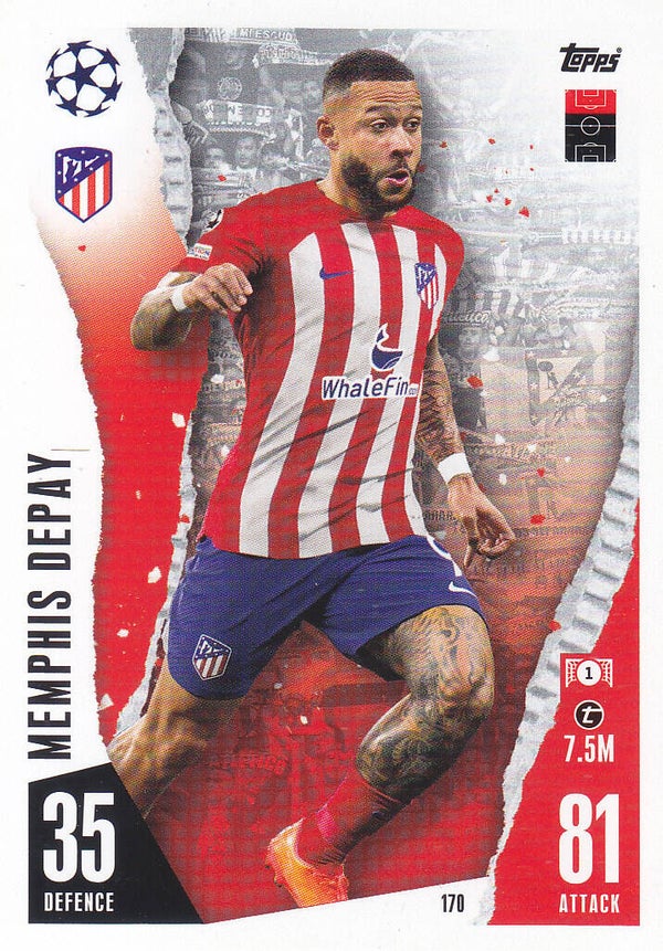 Memphis Depay / Atletico Madrid / Topps Champions League 2023 / Basis Karte / Nr. 170