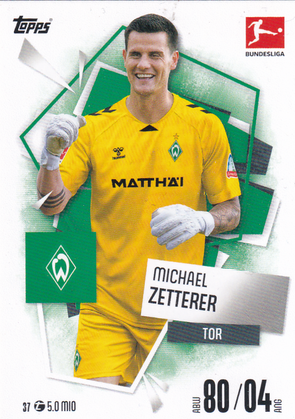 Michael Zetterer - Werder Bremen - Topps Match Attax 2025 - Basis Karte - Nr. 37