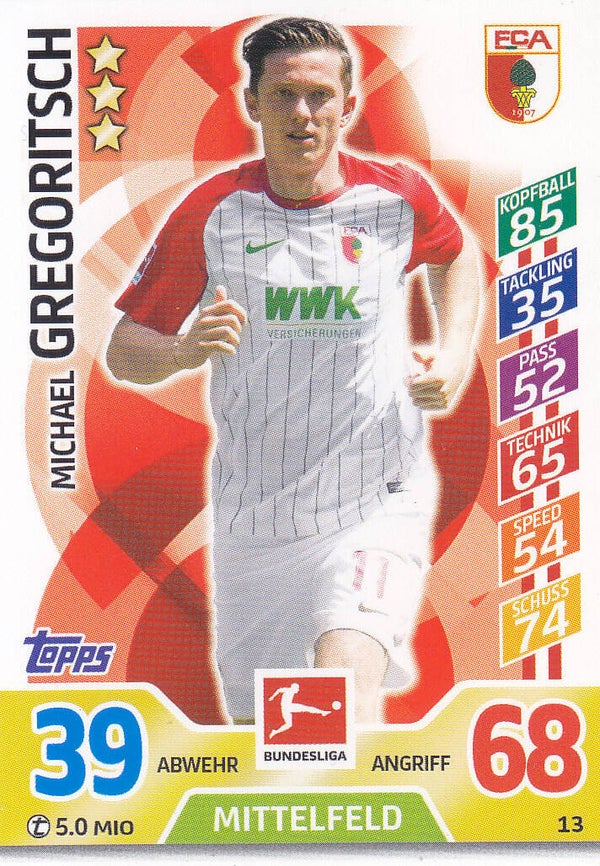 Michael Gregoritsch / FC Augsburg / Topps Match Attax 2017 / Basis Karte / Nr.12