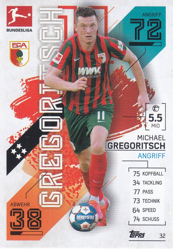 Michael Gregoritsch / FC Augsburg / Topps Match Attax 2021 / Basis Karte / Nr.32