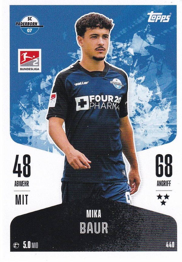 Mika Baur / SC Paderborn / Topps Match Attax 2024 / Basis Karte / Nr. 440