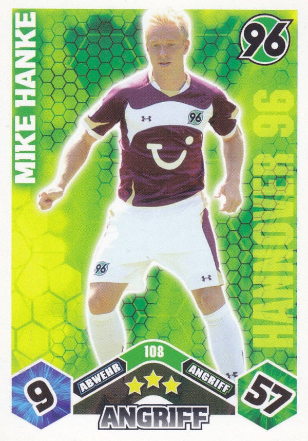 Mike Hanke / Hannover 96 / Topps Match Attax 2010 / Basis Karte / Nr.108