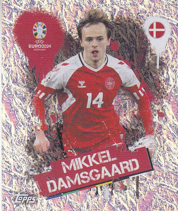 Mikkel Damsgaard / Dänemark / Topps EM 2024 / Glitzer Bild / Nr. DEN 3