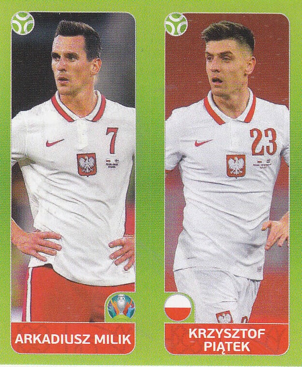 Arkadiusz Milik & Krzysztof Piatek / Polen / Panini EM 2020 / Doppelbild / Nr.485a 485b