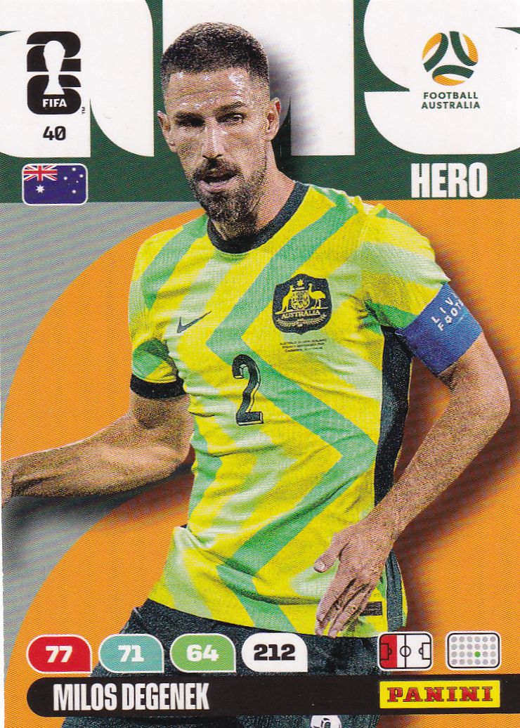 Milos Degenek - Australien - Panini WM 2026 - Hero - Nr. 40