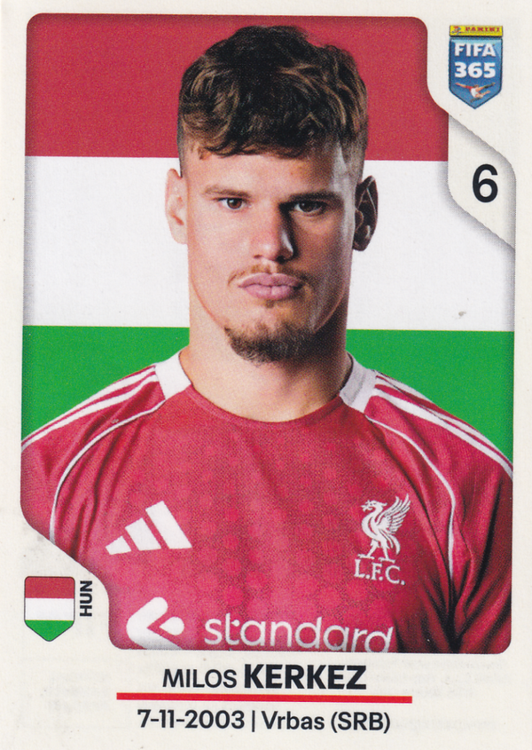 Milos Kerkez - FC Liverpool - Panini Fifa 365 Jahr 2026 - Basis Bild - Nr.86