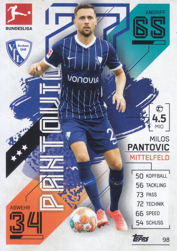 Milos Pantovic / VFL Bochum / Topps Match Attax 2021 / Basis Karte / Nr.98