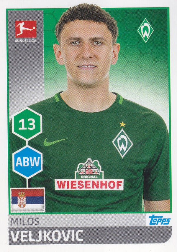 Milos Veljkovic / SV Werder Bremen / Topps Bundesliga 2017 / Basis Bild / Nr. 39