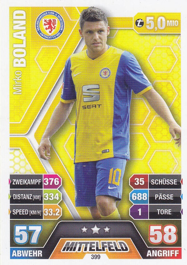 Mirko Boland / Eintracht Braunschweig / Topps Match Attax 2014 / Basis Karte / Nr. 399