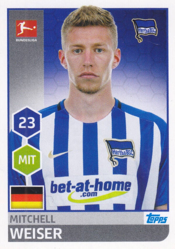 Mitchell Weiser / Hertha BSC Berlin / Topps Bundesliga 2017 / Basis Bild / Nr.29
