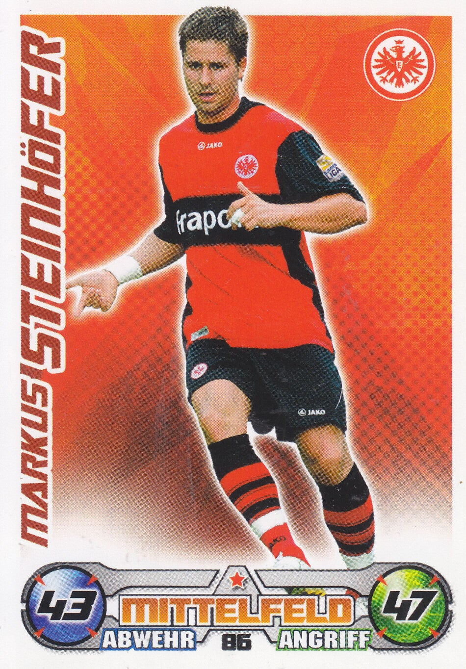 Markus Steinhöfer / Eintracht Frankfurt / Topps Match Attax 2009 / Basis Karte / Nr. 86