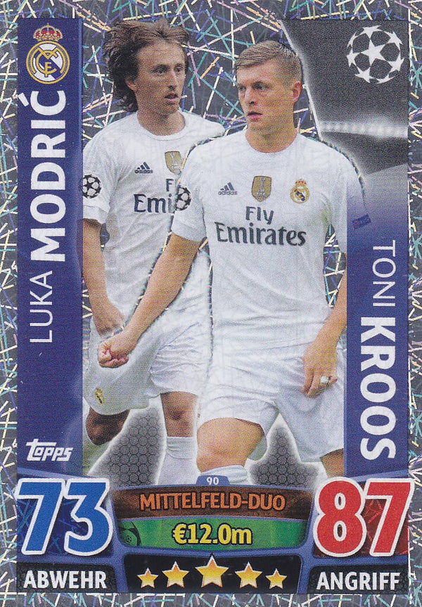 Luka Modric & Toni Kroos / Real Madrid / Topps Champions League 2015 / Mittelfeld-Duo / Nr. 90