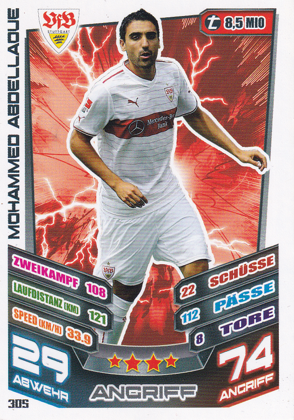 Mohammed Abdellaoue - VFB Stuttgart - Topps Match Attax 2013 - Basis Karte - Nr. 305