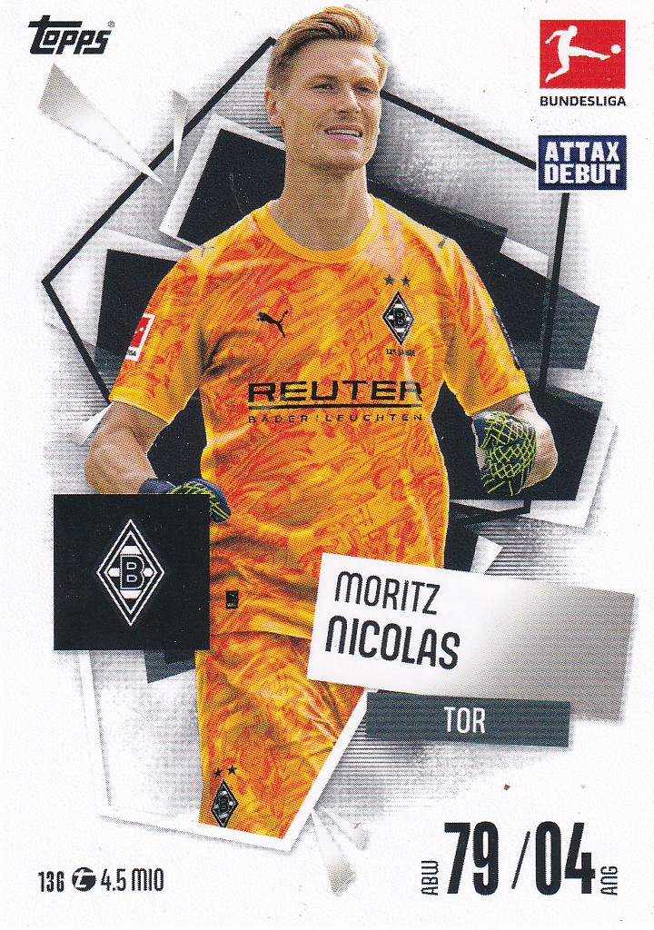 Moritz Nicolas - Borussia Mönchengladbach - Topps Match Attax 2025 - Attax Debüt - Nr. 136