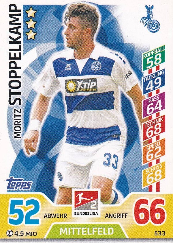 Moritz Stoppelkamp / MSV Duisburg / Topps Match Attax 2017 / Basis Karte / Nr. 533