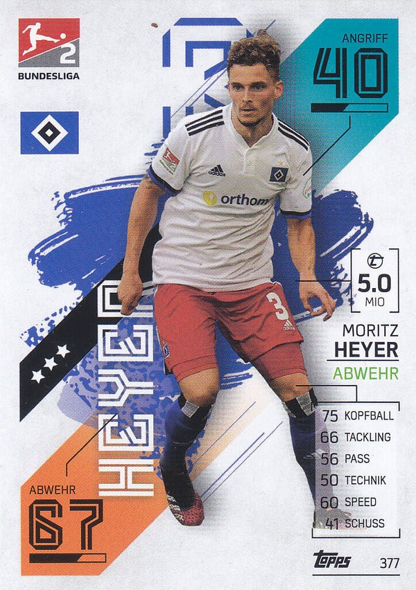 Moritz Heyer Hamburger SV Basis Karte 2.Bundesliga Nr.377