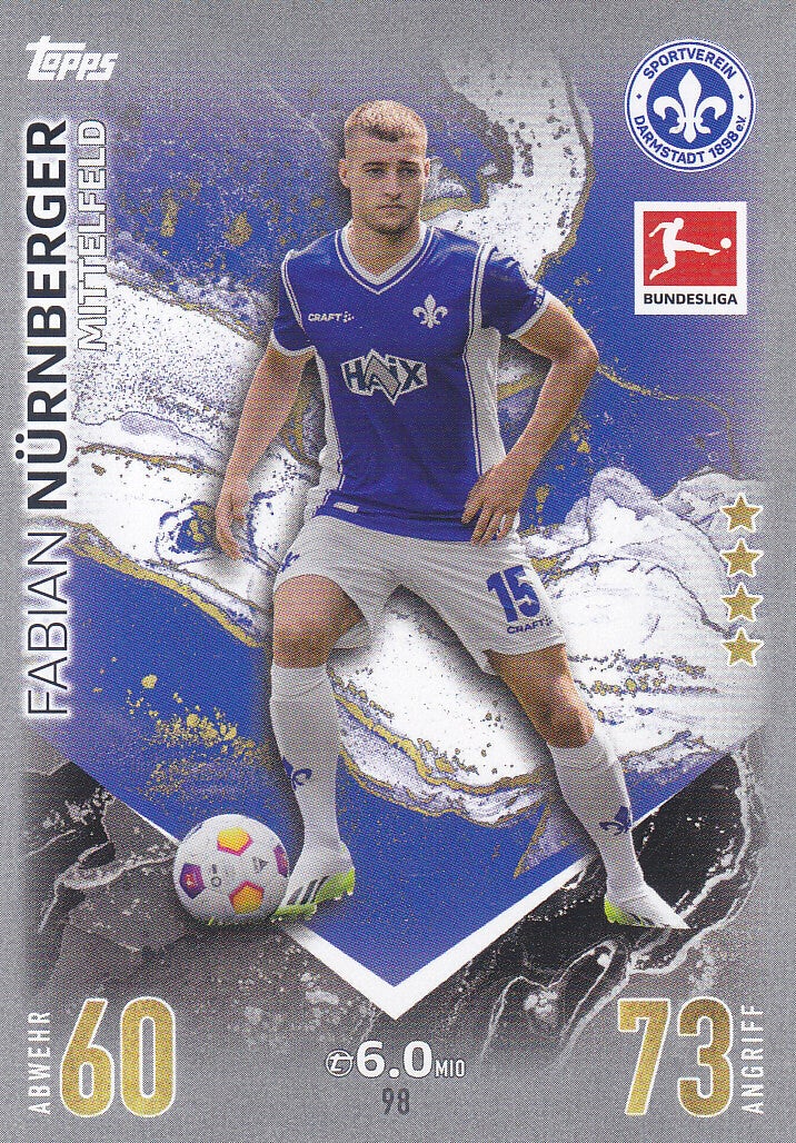 Fabian Nürnberger / SV Darmstadt 98 / Topps Match Attax 2023 / Basis Karte / Nr.98