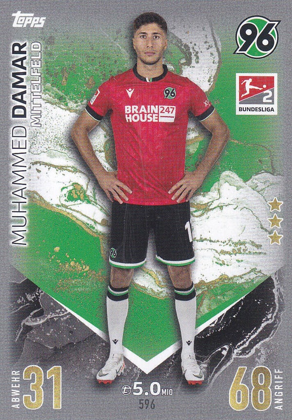 Muhammed Damar / Hannover 96 / Topps Match Attax Extra 2023 / Basis Karte 2.Bundesliga / Nr. 596