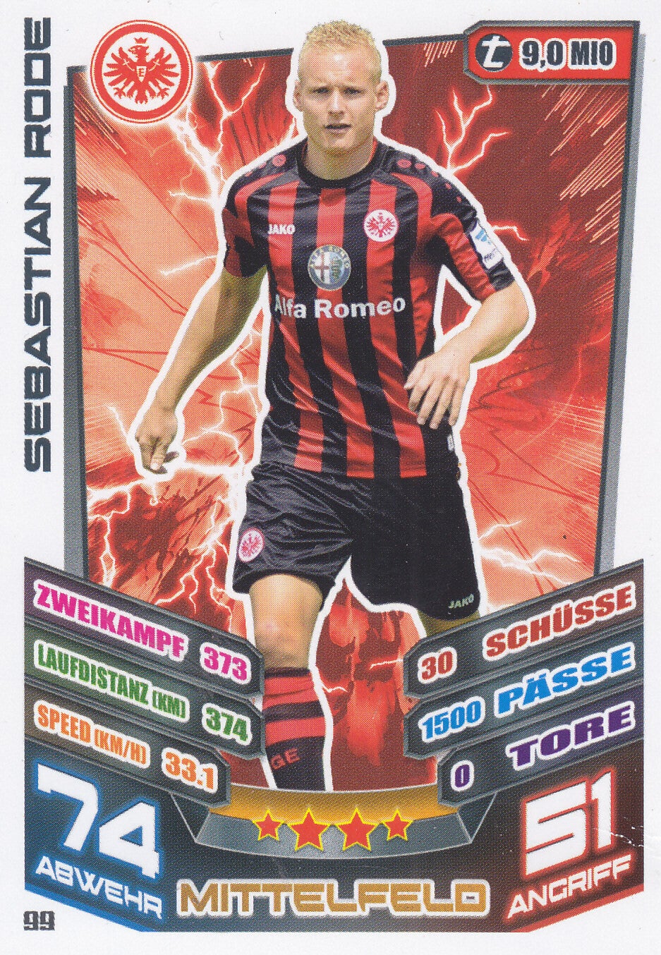 Sebastian Rode / Eintracht Frankfurt / Topps Match Attax 2013 / Basis Karte / Nr. 99