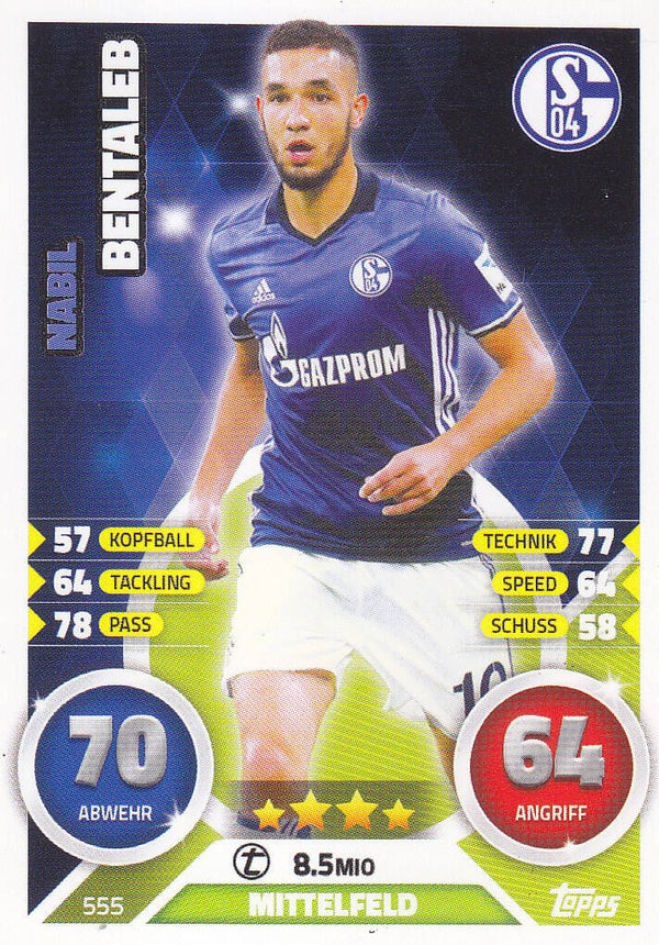 Nabil Bentaleb / FC Schalke 04 / Topps Match Attax 2016 / Basis Karte / Nr. 555